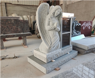 China Grey Granite Angel Columbarium With 2 Niches