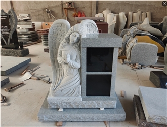 China Grey Granite Angel Columbarium With 2 Niches