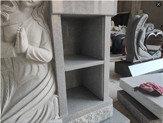 China Grey Granite Angel Columbarium With 2 Niches