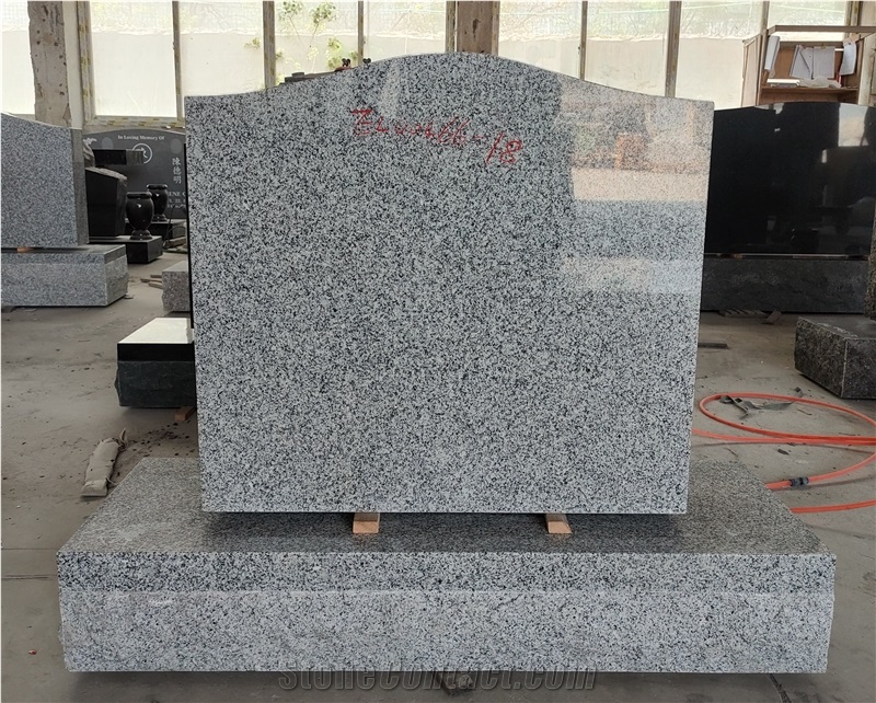 China Grey Granite Tombstone With Serp Top Western Style
