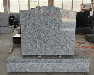 China Grey Granite Tombstone With Serp Top Western Style