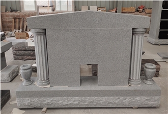 China Grey Granite Tombstone With Serp Top Western Style