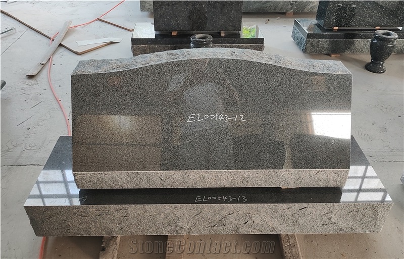 China Grey Granite Tombstone With Serp Top Western Style