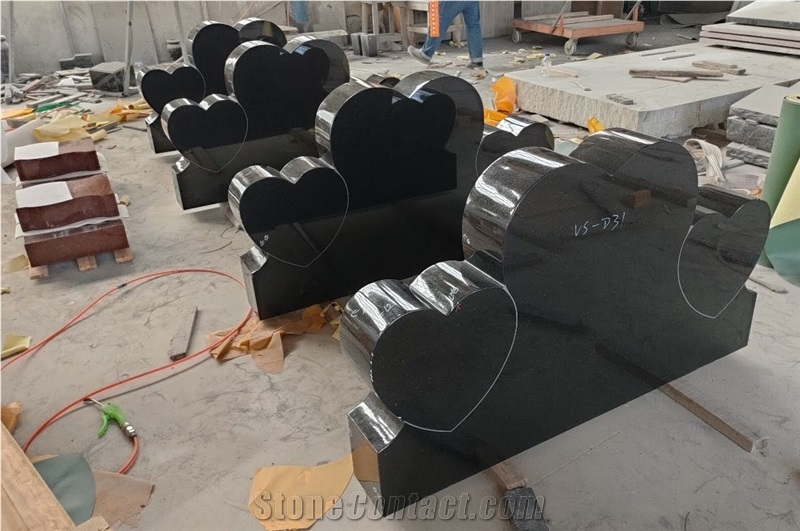 China Grey Granite Wave Rock Headstone