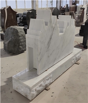 China White Marble Temple Shaped Headstone