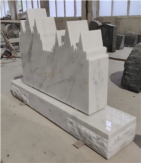 China White Marble Temple Shaped Headstone