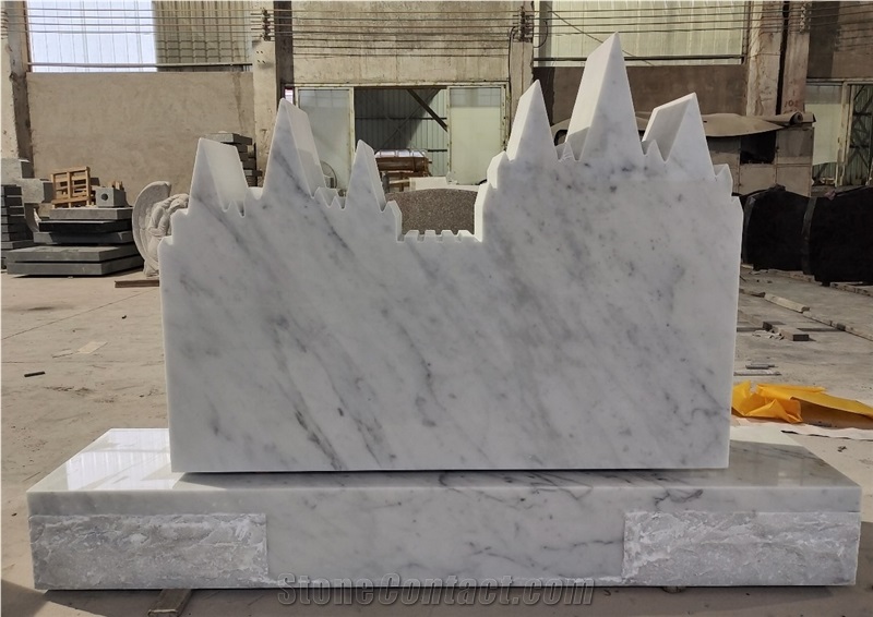 China White Marble Temple Shaped Headstone