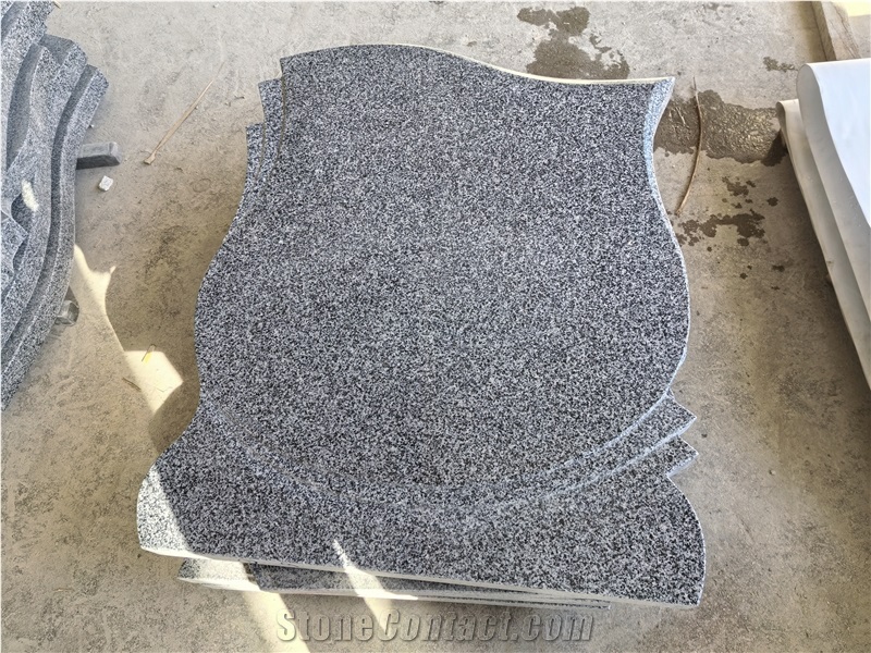 Dark China Grey HN654 Granite Tombstone With Curve