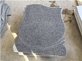 Dark China Grey HN654 Granite Tombstone With Curve