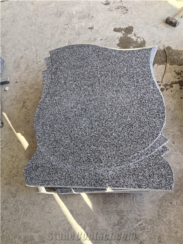 Dark China Grey HN654 Granite Tombstone With Curve