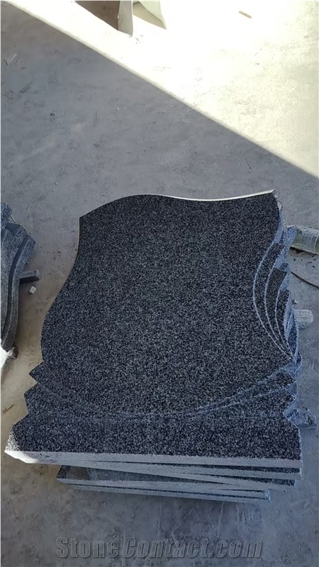 Dark China Grey HN654 Granite Tombstone With Curve