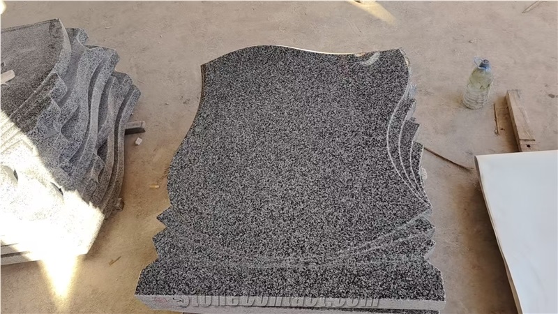 Dark China Grey HN654 Granite Tombstone With Curve
