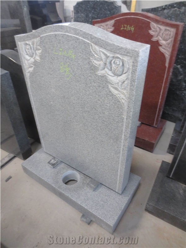 Gray Granite Headstone Upright Standard UK Style