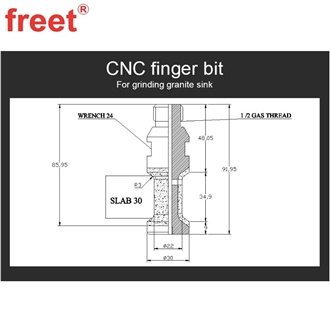 22Mm Diamond CNC Vacuum Brazed Finger Bits