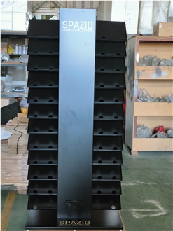 Black Metal Multi - Tiered Display Rack For Quartz Samples