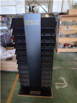 Black Metal Multi - Tiered Display Rack For Quartz Samples