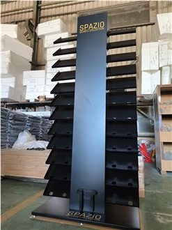 Black Metal Multi - Tiered Display Rack For Quartz Samples