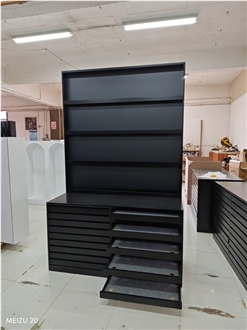 Black Multi - Drawer Display Cabinet With Shelves