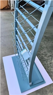 Curved Metal Display Rack With Multiple Wire Shelves