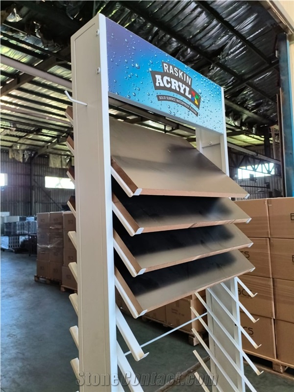 Multi-Layered Metal Display Rack With Tilted Shelves