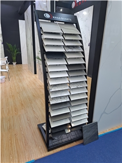 Multi-Layered Slanted-Shelf Display Stand For Quartz Tile