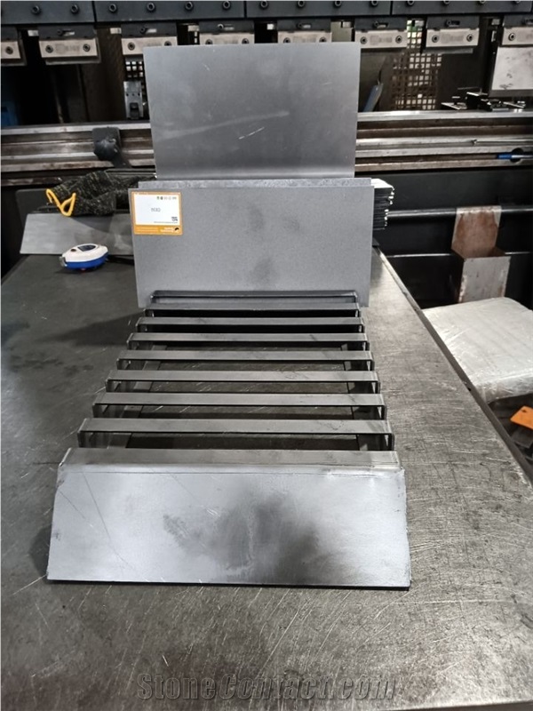 Multi-Slot Metal Display Rack With Angled Shelves