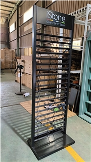 Tall Multi-Tiered Metal Display Rack With Grid Shelves