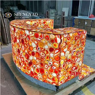 Illuminated Red Agate Semiprecious Stone Commercial Counters