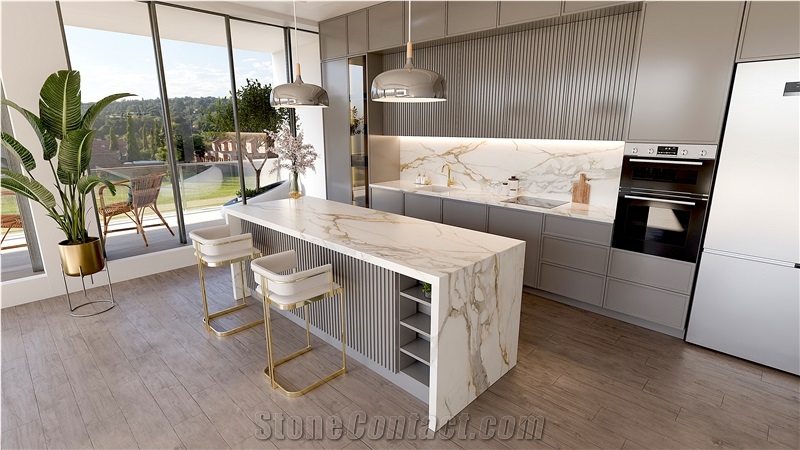 Cimstone Quartz Slab 2081 - Calacatta Anka Quartz, Engineered Stone