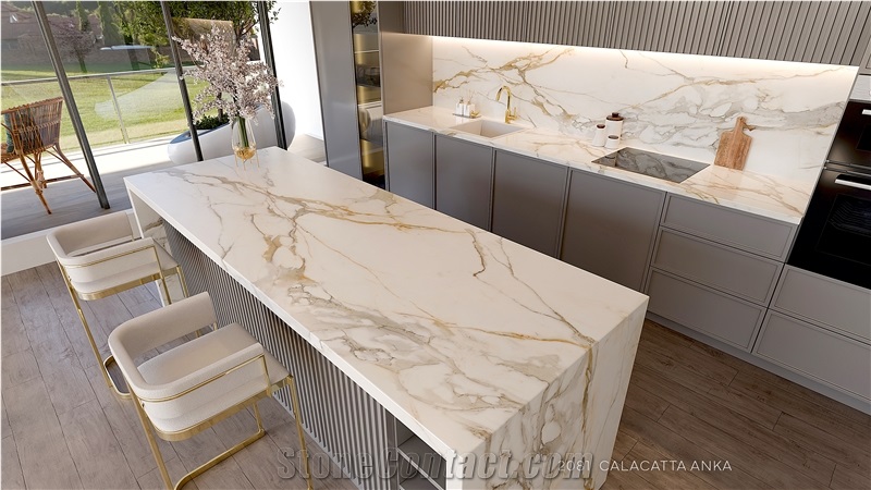 Cimstone Quartz Slab 2081 - Calacatta Anka Quartz, Engineered Stone