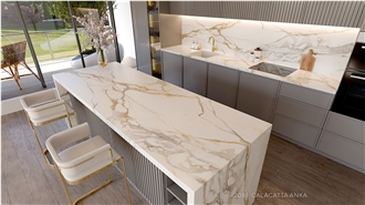 Cimstone Quartz Slab 2081 - Calacatta Anka Quartz, Engineered Stone