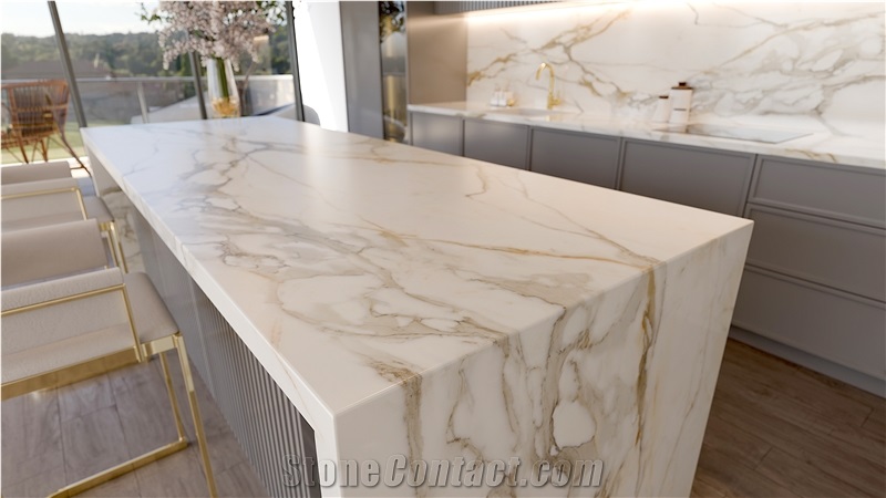 Cimstone Quartz Slab 2081 - Calacatta Anka Quartz, Engineered Stone