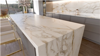 Cimstone Quartz Slab 2081 - Calacatta Anka Quartz, Engineered Stone
