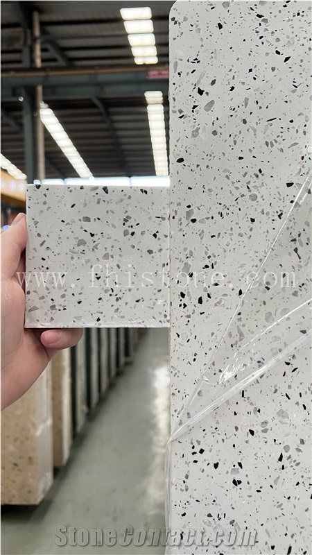 Aggregato Terrazzo Pearl White Grey Terrazzo Slabs