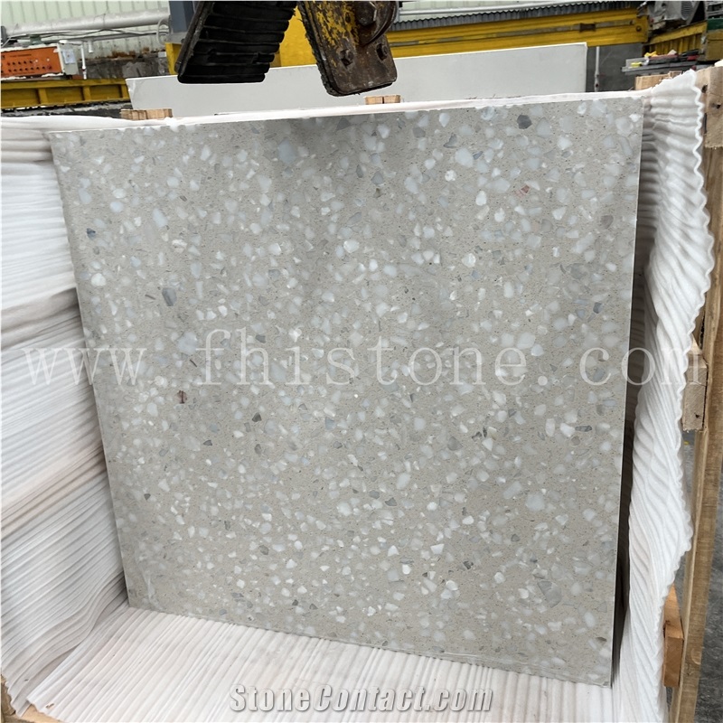Alabaster Large Marble Chip Terrazzo Alameda Terrazzo  Slabs