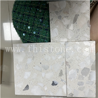 Alabaster Large Marble Chip Terrazzo Semi-White Terrazzo Slabs