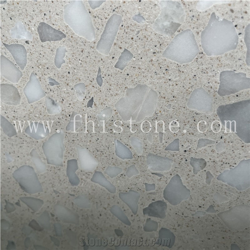 Alabaster Large Marble Chip Terrazzo Semi-White Terrazzo Slabs