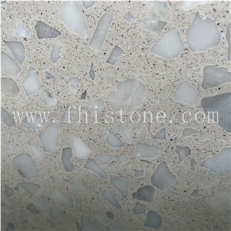 Alabaster Large Marble Chip Terrazzo Semi-White Terrazzo Slabs