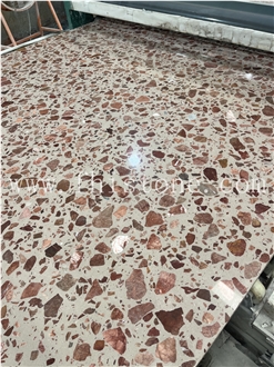 Alpine Red Terrazzo Big Aggregate Amber Terrazzo Slabs