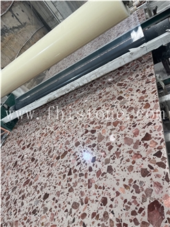 Alpine Red Terrazzo Big Aggregate Amber Terrazzo Slabs