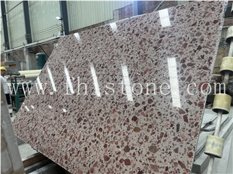 Alpine Red Terrazzo Big Aggregate Amber Terrazzo Slabs