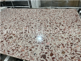 Alpine Red Terrazzo Big Aggregate Amber Terrazzo Slabs