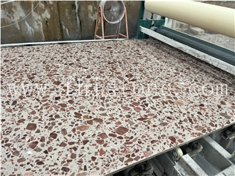 Alpine Red Terrazzo Big Aggregate Amber Terrazzo Slabs