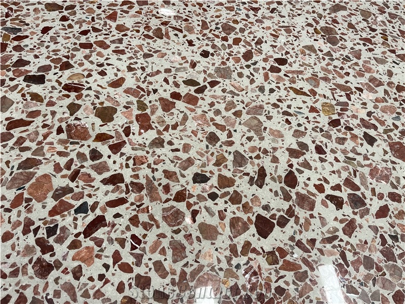 Alpine Red Terrazzo Big Aggregate ORGANIC Terrazzo Slabs