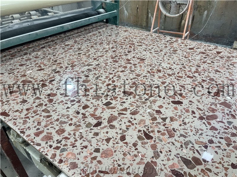 Alpine Red Terrazzo Big Aggregate ORGANIC Terrazzo Slabs