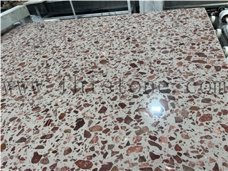 Alpine Red Terrazzo Big Aggregate ORGANIC Terrazzo Slabs