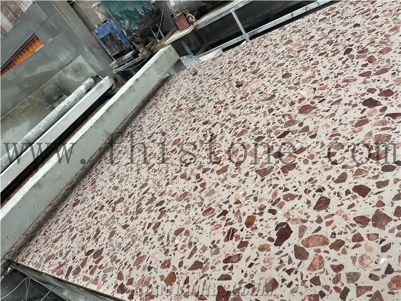 Alpine Red Terrazzo Big Aggregate ORGANIC Terrazzo Slabs
