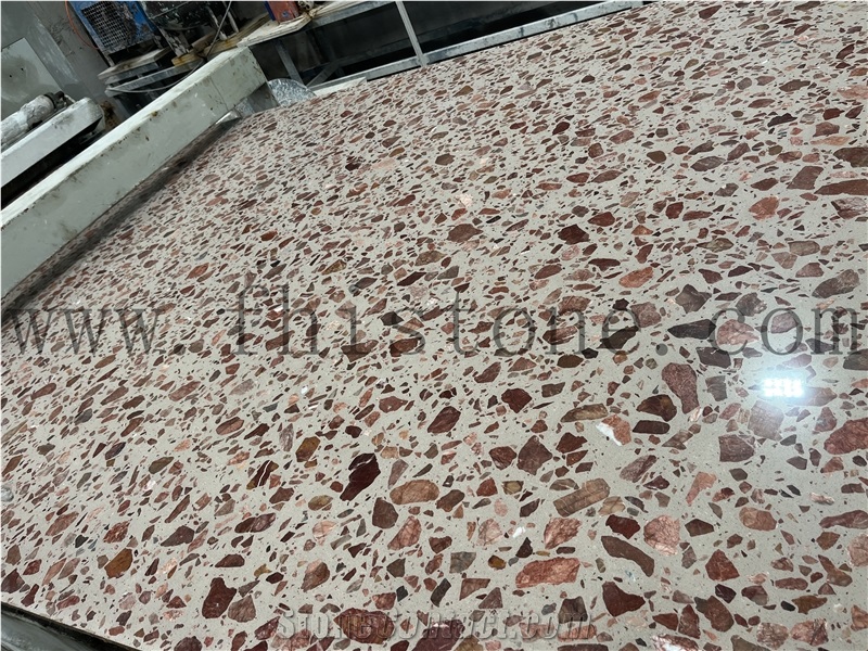 Alpine Red Terrazzo Big Aggregate ORGANIC Terrazzo Slabs