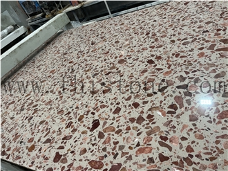 Alpine Red Terrazzo Big Aggregate ORGANIC Terrazzo Slabs
