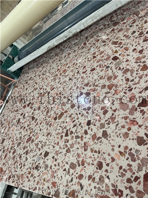 Alpine Red Terrazzo Big Aggregate ORGANIC Terrazzo Slabs